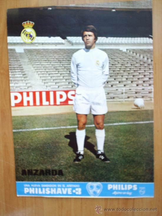 Collezionismo sportivo: cartel  futbol , anzarda , real madrid , miniposter -ficha