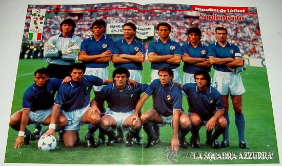 Sammelleidenschaft Sport: ANTIGUO POSTER DE FUTBOL - LA PLANTILLA LA SQUADRA AZZURRA - ITALIA 90 - MIDE 41 X 29 CMS.