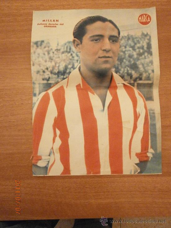 Coleccionismo deportivo: CARTEL DE FUTBOL MARCA. FUTBOLISTA MILLAN DEFENSA DERECHO DEL GRANADA