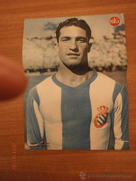 Coleccionismo deportivo: CARTEL DE FUTBOL MARCA. FUTBOLISTA. TERUEL DEFENSA DERECHO DEL ESPA&Ntilde;OL