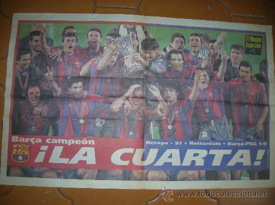 Coleccionismo deportivo: Recopa del 97  Rotterdam- Bar&ccedil;a -PSG - Foto 2