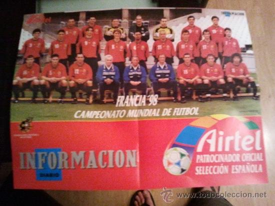 Coleccionismo deportivo: POSTER SELECCION ESPA&Ntilde;OLA MUNDIAL FRANCIA 98