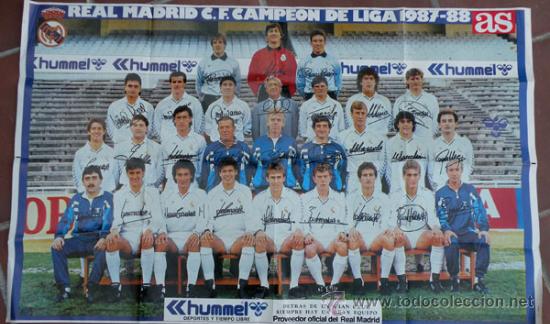 Collezionismo sportivo: ANTIGUO POSTER DEL REAL MADRID - TEMPORADA 1987 1988 - CON LAS FIRMAS DE LOS JUGADORES IMPRESAS - ME