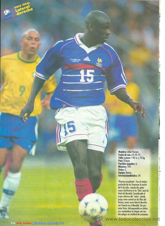 Collectionnisme sportif: SELECCI&Oacute;N DE F&Uacute;TBOL DE FRANCIA: Minip&oacute;ster de THURAN y BARTHEZ ( al dorso )