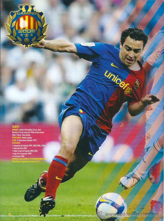 Coleccionismo deportivo: BAR&Ccedil;A: MINIP&Oacute;STER DE MESSI y XAVI ( Al Dorso ). 2009 - Foto 2