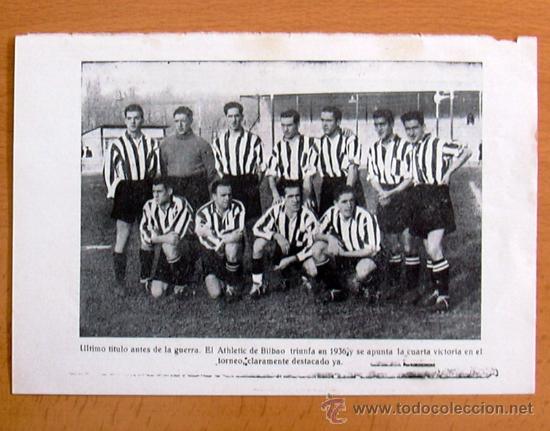 Coleccionismo deportivo: Athletic de Bilbao 1936 - L&aacute;mina tama&ntilde;o 19x13 - leer dentro