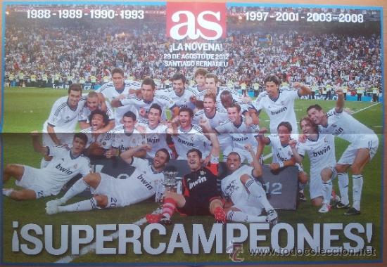 Collezionismo sportivo: POSTER GRANDE REAL MADRID CAMPEON SUPERCOPA DE ESPA&Ntilde;A 2012 - DIARIO AS - BERNABEU - COPA FUTBOL 12