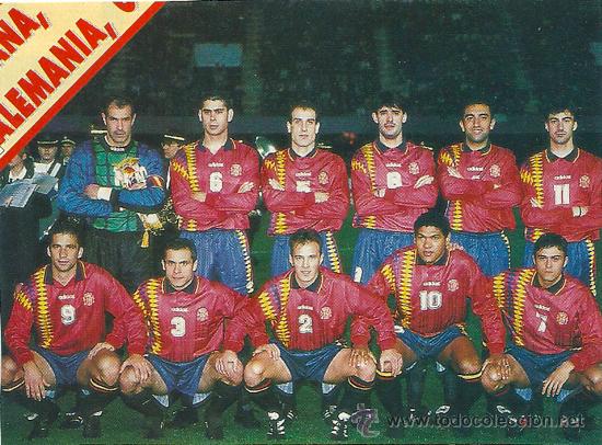 Colecionismo desportivo: SELECCI&Oacute;N ESPA&Ntilde;OLA DE F&Uacute;TBOL: Recorte de un equipo de 1994, aproximadamente