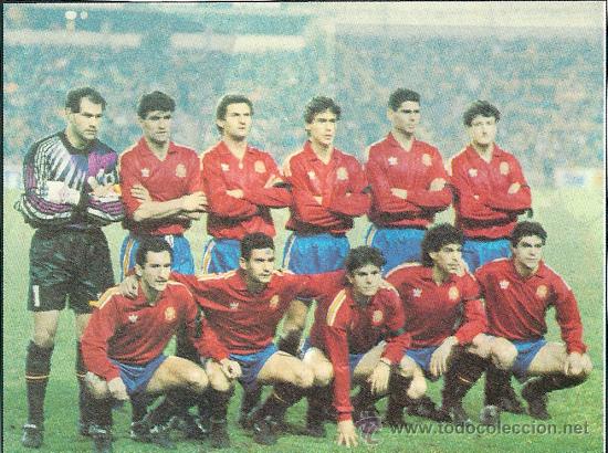 Colecionismo desportivo: SELECCI&Oacute;N ESPA&Ntilde;OLA DE F&Uacute;TBOL: Recorte de un equipo de los primeros a&ntilde;os 90