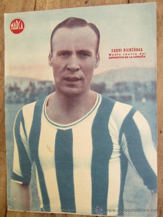Coleccionismo deportivo: cartel poster de futbol - marca , cuqui bienzobas , medio centro deportivo de la coru&ntilde;a