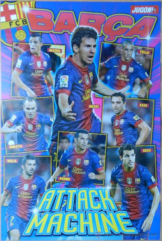 Collectionnisme sportif: POSTER FC BARCELONA LIGA FUTBOL 2012-2013 MESSI XAVI INIESTA VILLA - BAR&Ccedil;A REVISTA JUGON 12/13 -