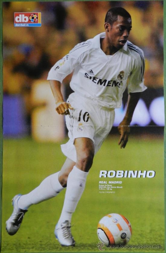 Sports collectibles: POSTER ROBINHO (REAL MADRID) 2005/2006 - REVISTA DON BALON LIGA 05/06 FUTBOL -