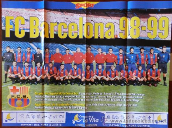 Coleccionismo deportivo: POSTER GIGANTE - BAR&Ccedil;A 98/99 - PLANTILLA FC BARCELONA LIGA 1998/1999 - DIARIO SPORT -