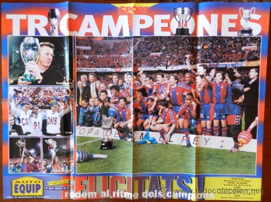 Coleccionismo deportivo: POSTER BAR&Ccedil;A CAMPEON 1997/1998 TRIPLETE LIGA COPA DEL REY SUPERCOPA FC BARCELONA DIARIO SPORT 97/98
