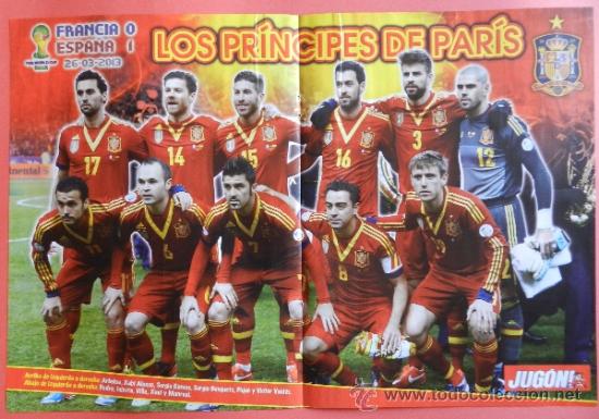 Collezionismo sportivo: POSTER SELECCION ESPA&Ntilde;OLA CLASIFICACION MUNDIAL BRASIL 2013 - ESPA&Ntilde;A FRANCIA PARIS - JUGON -