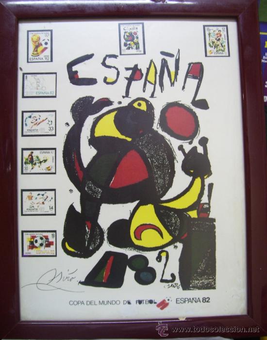 Coleccionismo deportivo: CARTEL DE FUTBOL , MUNDIAL  ESPA&Ntilde;A 1982 - ENMARCADO, CON 8 SELLOS