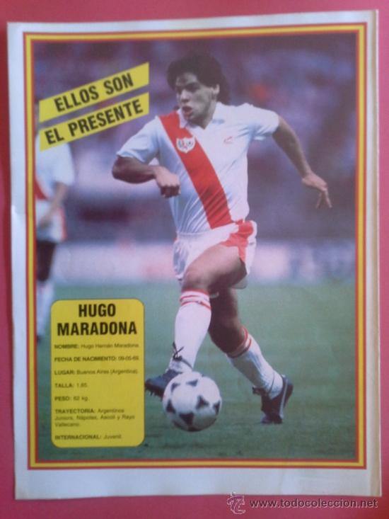 Coleccionismo deportivo: MINI POSTER HUGO MARADONA (RAYO VALLECANO) 87/88 - LAMINA FICHA LIGA FUTBOL -