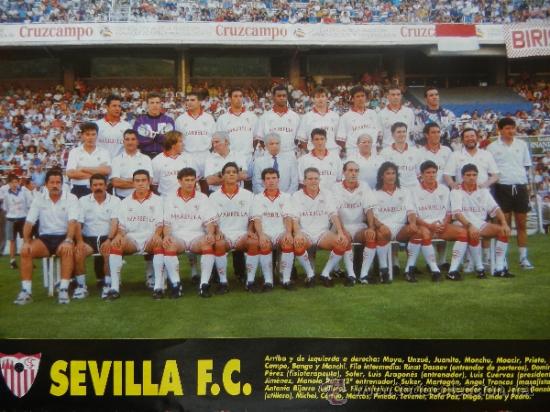 Sports collectibles: MINI POSTER SEVILLA FC 94/95 - DON BALON LIGA FUTBOL 1994/1995 PLANTILLA -