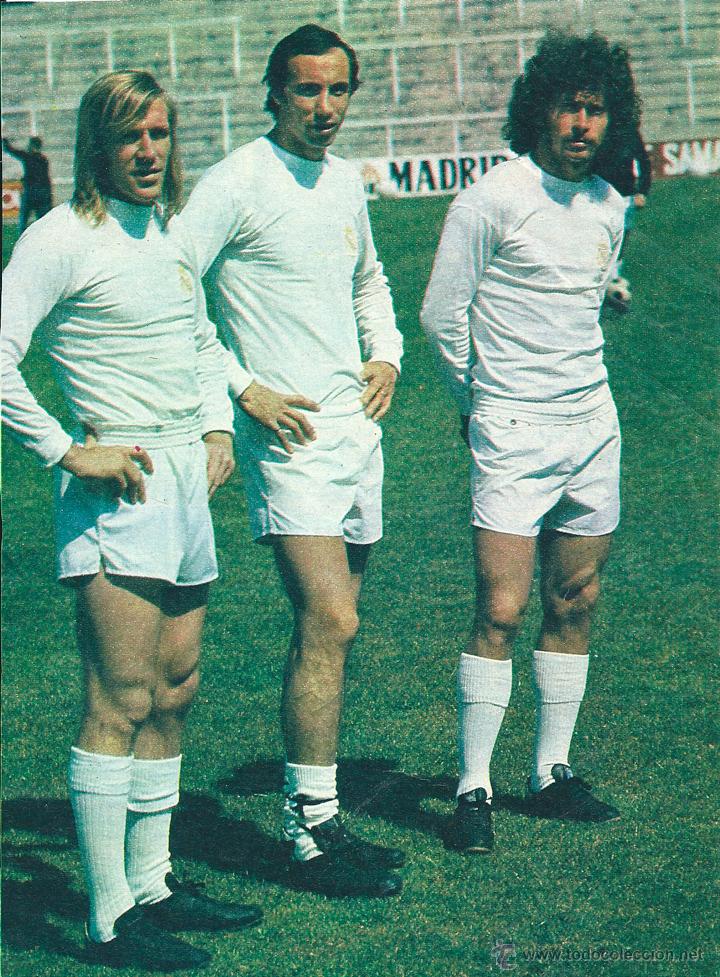 Sammelleidenschaft Sport: REAL MADRID: Gran recorte de NETZER, ROBERTO MART&Iacute;NEZ y BREITNER. Temporada 74-75