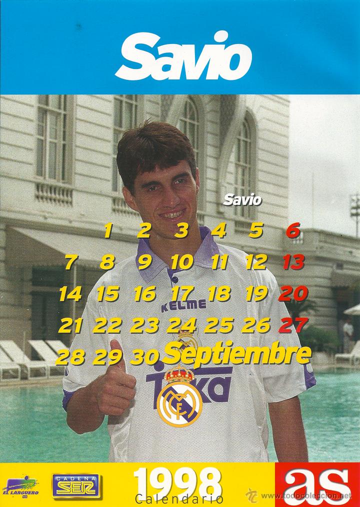 Coleccionismo deportivo: REAL MADRID: Minip&oacute;ster calendario de SAVIO BARTOLINI. 1998