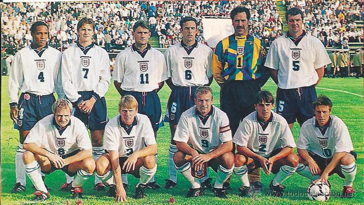 Colecionismo desportivo: SELECCI&Oacute;N DE F&Uacute;TBOL DE INGLATERRA: Recorte de mediados de los 90