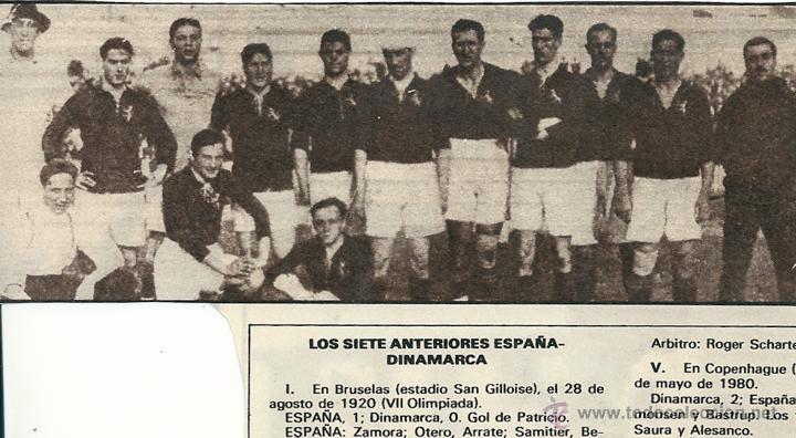 Collezionismo sportivo: SELECCI&Oacute;N ESPA&Ntilde;OLA DE F&Uacute;TBOL: Recorte del equipo que debut&oacute; en AMBERES 1920 (primer partido Selec)