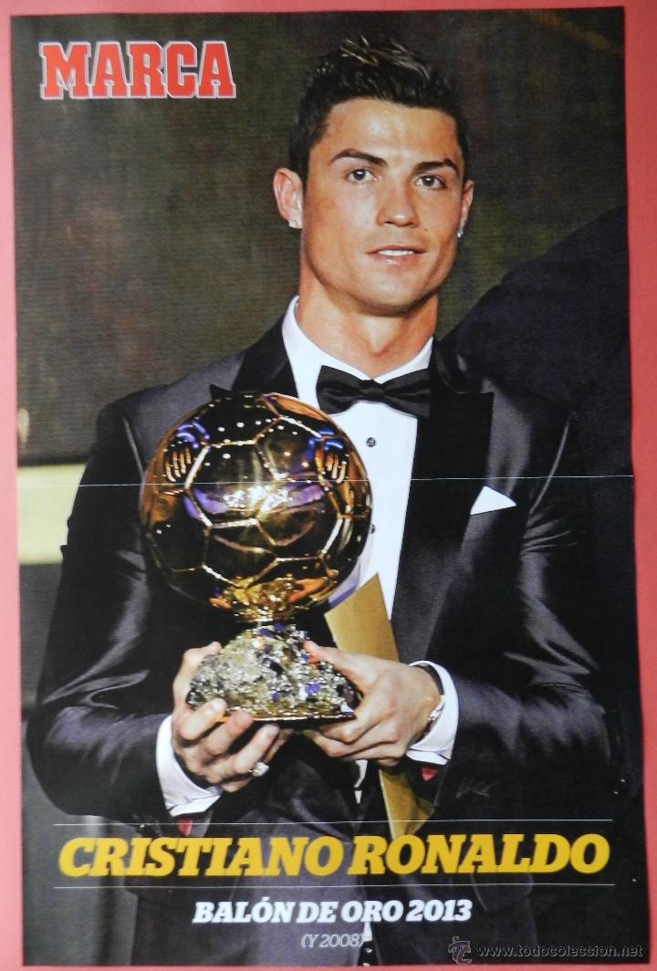 Coleccionismo deportivo: POSTER GRANDE CRISTIANO RONALDO BALON DE ORO 2013 - DIARIO MARCA REAL MADRID FIFA BALL D'OR 13