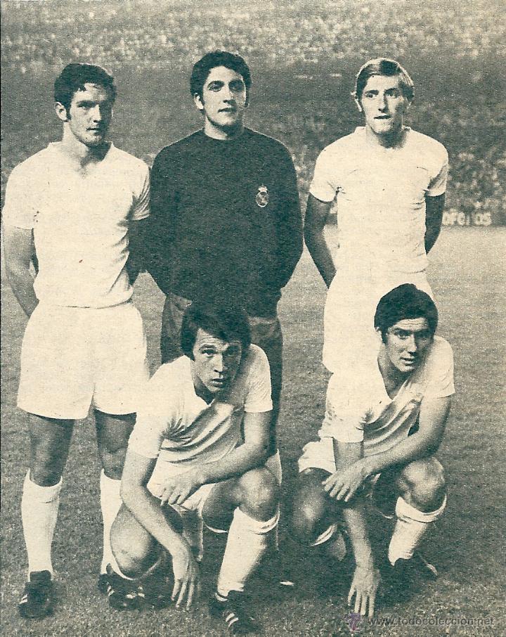 Collezionismo sportivo: REAL MADRID: Recorte de los nuevos de la 71-72: AGUILAR, GARC&Iacute;A REM&Oacute;N, VERDUGO, ANZARDA y SANTILLANA
