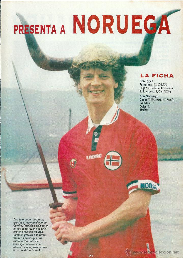 Collezionismo sportivo: SELECCI&Oacute;N DE F&Uacute;TBOL DE NORUEGA: Minip&oacute;ster de DAN EGGEN. 1998