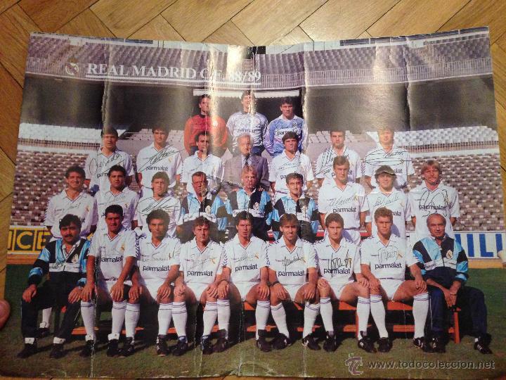 Colecionismo desportivo: CARTEL POSTER REAL MADRID ALINEACION PLANTILLA 1988 1989