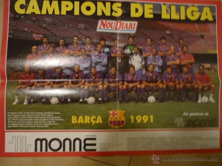 Coleccionismo deportivo: poster periodico nou diari.plantilla bar&ccedil;a 1991campeones de liga.-