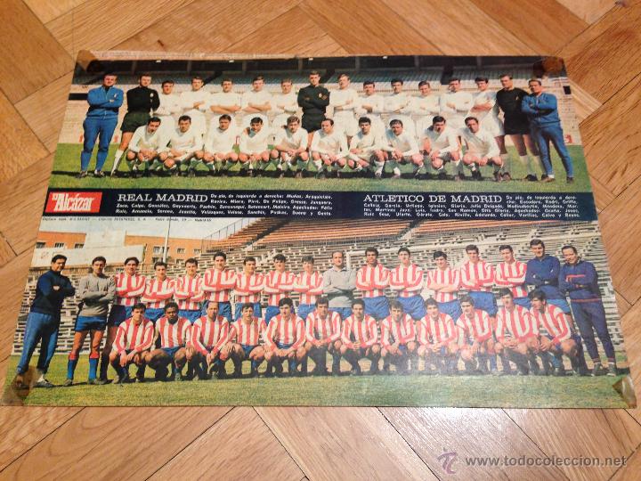 Collectionnisme sportif: CARTEL POSTER PLANTILLA ATLETICO MADRID REAL MADRID EL ALCAZAR 1967