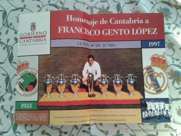 Coleccionismo deportivo: CARTEL HOMENAJE A GENTO (1997) RACING - LOS MEJORES CARTELES DE LA HISTORIA DEL REAL MADRID AS