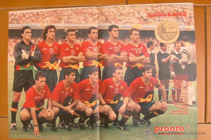 Coleccionismo deportivo: POSTER SELECCION ESPA&Ntilde;OLA FUTBOL ESPA&Ntilde;A OLIMPICA BARCELONA 1992 92 GUARDIOLA LUIS ENRIQUE FERRER