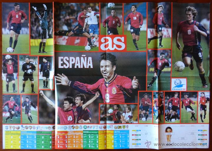 Collezionismo sportivo: POSTER GIGANTE SELECCION ESPA&Ntilde;OLA FUTBOL MUNDIAL FRANCIA 98 - DIARIO AS ESPA&Ntilde;A 1998