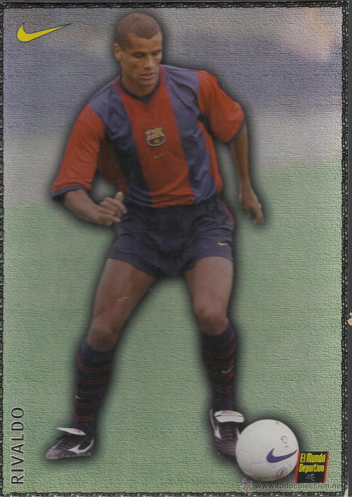 Coleccionismo deportivo: FICHA CON FOTO DEL BARCELONA DE LA TEMPORADA 98/99 EN CARTOM TAMA&Ntilde;O FOLIO RIVALDO