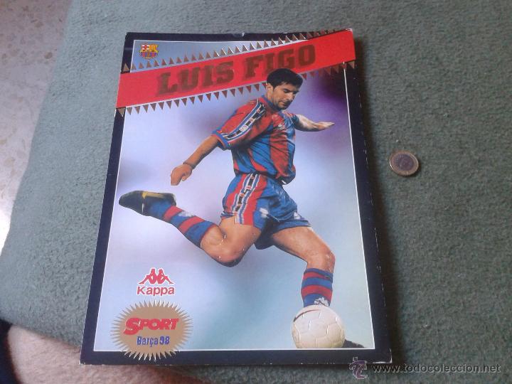 Coleccionismo deportivo: LAMINA DE CARTON FCB BARSA FUTBOL CLUB BARCELONA JUGADOR LUIS FIGO KAPPA COLECCION DIARIO SPORT 98