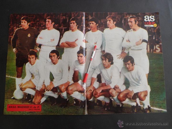 Coleccionismo deportivo: POSTER 1973 AS COLOR DOBLE PAGINA N&ordm; 93 - REAL MADRID - 51X34 - A&Ntilde;O 1973 - FOTO GALVEZ