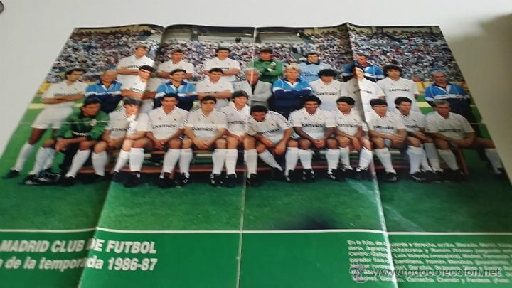 Collectionnisme sportif: P&oacute;ster Real Madrid CF Club de F&uacute;tbol Santiago Bernab&eacute;u Juanito Chendo Maceda Hugo temporada 1986-87