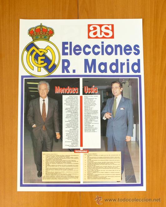 Collezionismo sportivo: Elecciones a la presidencia del Real Madrid, a&ntilde;o 1991 - Ram&oacute;n Mendoza - Alfonso Ussia - Diario AS