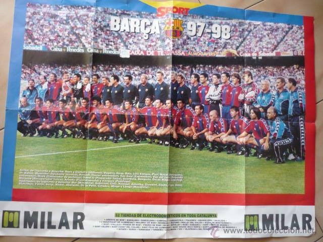 Sammelleidenschaft Sport: poster grande de futbol c.f.barcelona .-edicion sport temporada 97-98