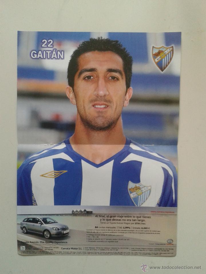 Coleccionismo deportivo: POSTER DE 21CM X 29,5CM DEL MALAGA CLUB DE FUTBOL N&ordm; 22 GAITAN