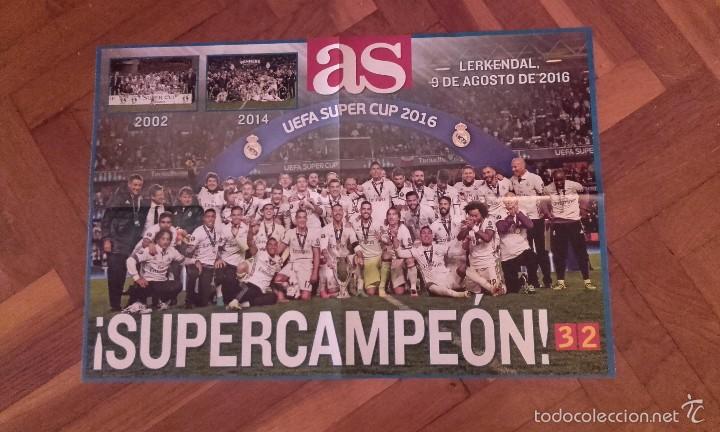 Coleccionismo deportivo: P&oacute;ster AS 42x60 cm Real Madrid Club de F&uacute;tbol Campe&oacute;n Supercopa de Europa 2015 vs Sevilla C.F