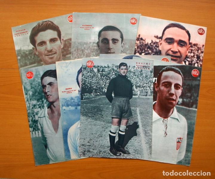 Coleccionismo deportivo: Sevilla F.C. - 8 l&aacute;minas del peri&oacute;dico Marca, a&ntilde;os 40 - Ver fotos interiores