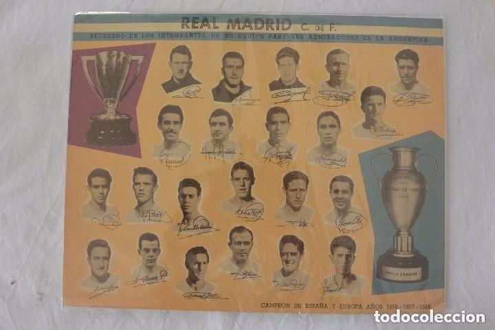 Collectionnisme sportif: POSTER RECUERDO EQUIPO REAL MADRID A&Ntilde;O 1956-57