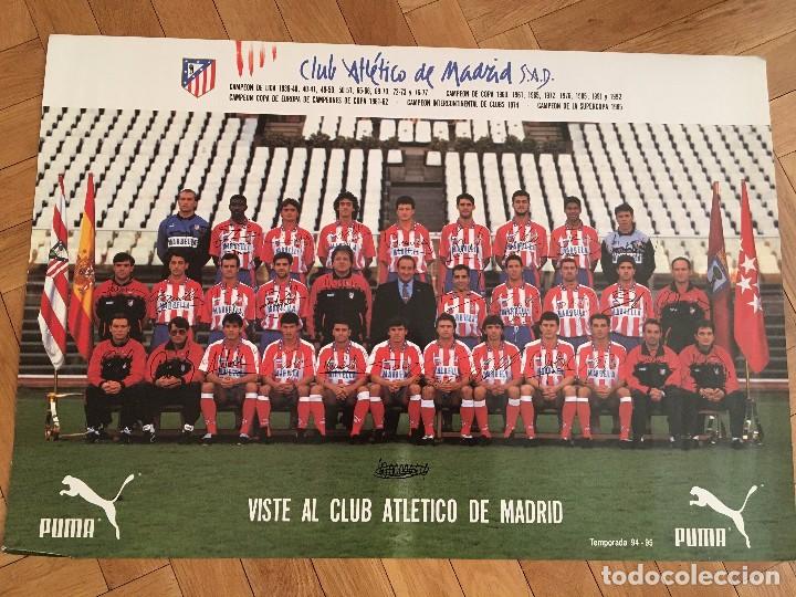 Coleccionismo deportivo: POSTER CARTEL OFICIAL PLANTILLA ATLETICO MADRID 1994 1995 94 95 CON PALMARES Y FIRMAS 62X44 CMS.