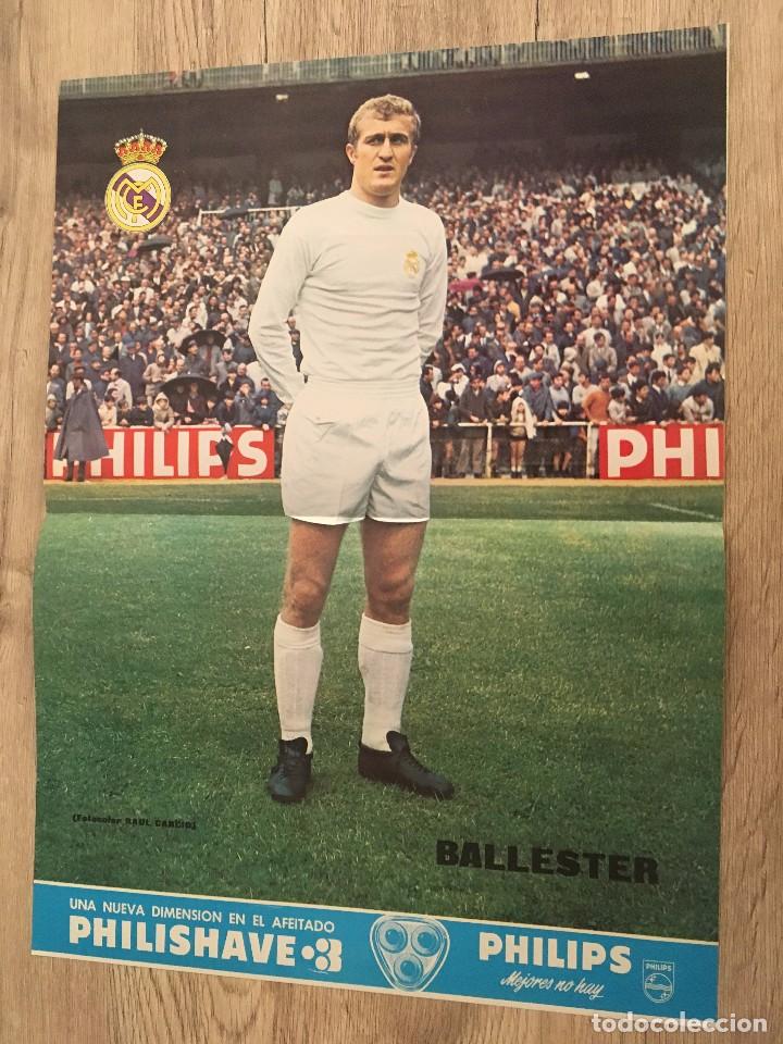 Coleccionismo deportivo: CARTEL POSTER JUGADOR BALLESTER REVISTA OFICIAL REAL MADRID CON INFORMACION EN LA TRASERA