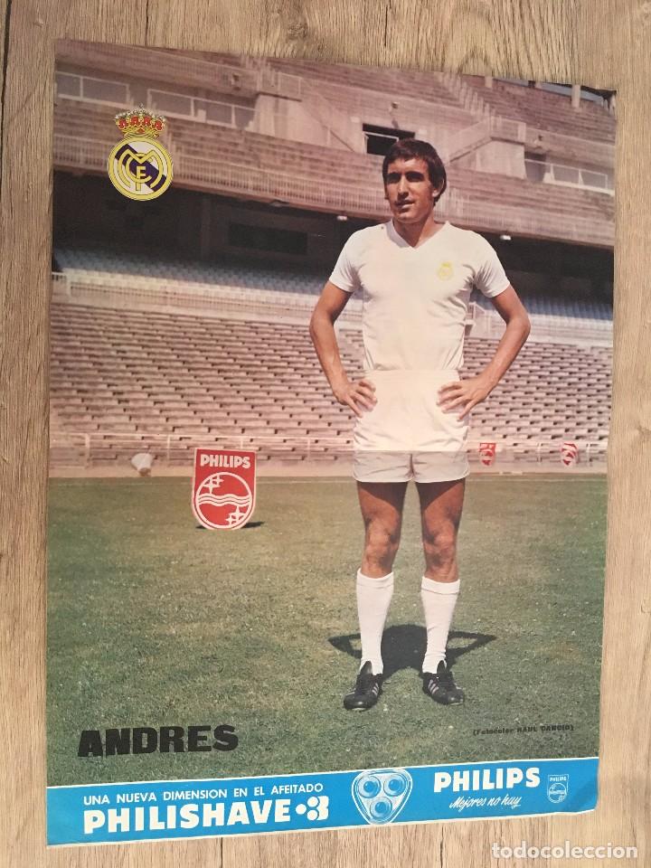 Coleccionismo deportivo: CARTEL POSTER JUGADOR ANDRES REVISTA OFICIAL REAL MADRID CON INFORMACION EN LA TRASERA