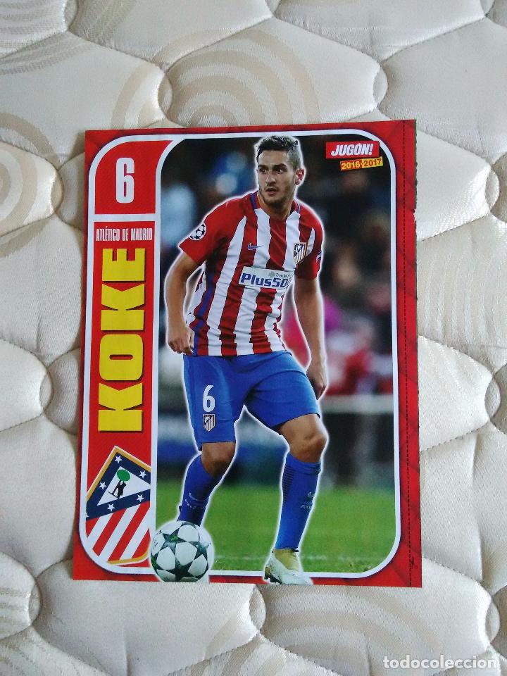 Sammelleidenschaft Sport: DOBLE P&Oacute;STER 1 P&Aacute;GINA JUG&Oacute;N. UN LADO KOKE (ATL&Eacute;TICO DE MADRID) Y EL OTRO JES&Eacute; (LAS PALMAS)
