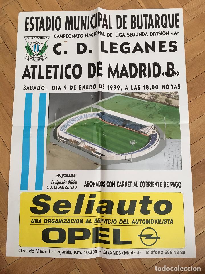 Coleccionismo deportivo: RP POSTER CARTEL LEGANES 1-1 ATLETICO MADRID B LIGA TEMPORADA 1998 1999 BUTARQUE